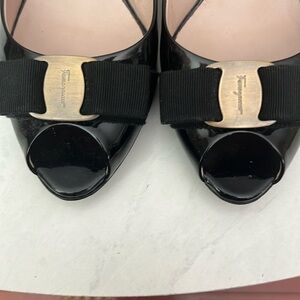 Salvatore Ferragamo Black Patent Leather Flats